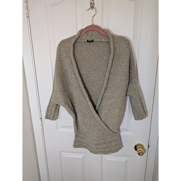 Topshop Sweaters - Topshop Cardigan Sweater Wrap Front Knit Dolman Sleeve‎ Beige Casual Size 6